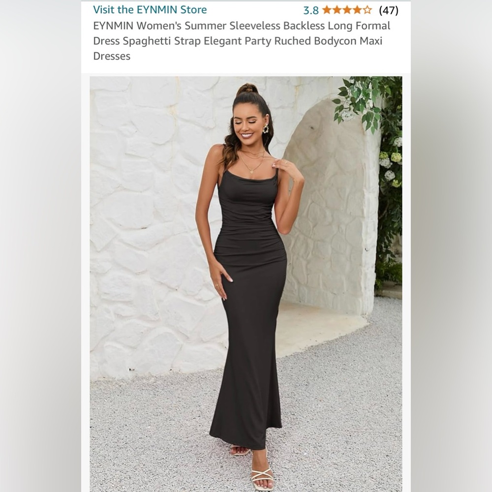 NEW! EYNMIN Sleeveless Backless Long Formal Bodycon Maxi Dresses